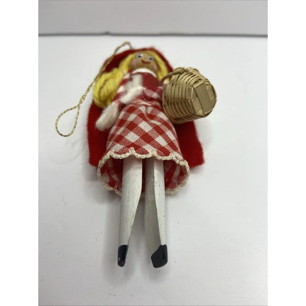 Vintage Christmas Ornaments Metal‎ Snowflake & Wooden/Cloth Red Riding Hood